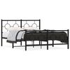 vidaXL Estructura cama sin colch&oacute;n con estribo metal negro 140x190 cm