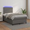 vidaXL Cama box spring con colch&oacute;n LED cuero sint&eacute;tico gris 120x190 cm