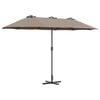 vidaXL Sombrilla de jard&iacute;n Taup&eacute; 370 x 197 x 239 cm
