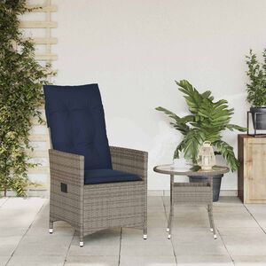 vidaXL Silla de jard&iacute;n reclinable con cojines de rat&aacute;n sint&eacute;tico gris