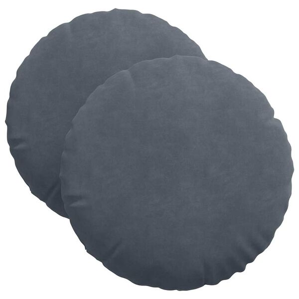 vidaXL Cojines para asiento 2 pcs Gris oscuro &Oslash; 40 x 13 cm Terciopelo