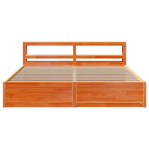vidaXL Estructura cama con cabecero madera pino marr&oacute;n cera 180x200 cm