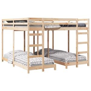 vidaXL Estructura de litera triple Natural 80 / 200 x 200 cm