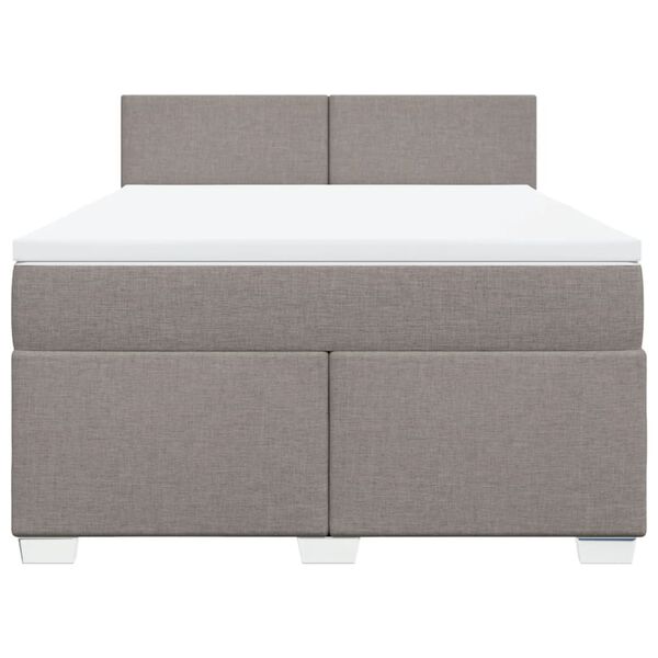vidaXL Cama box spring con colch&oacute;n tela gris taupe 140x200 cm