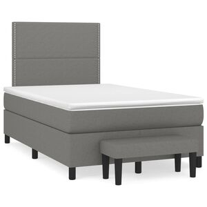 vidaXL Cama box spring con colch&oacute;n tela gris oscuro 120x200 cm
