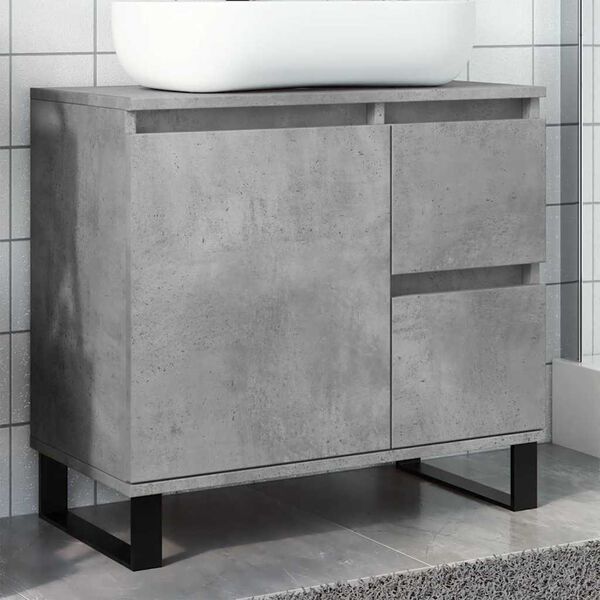 vidaXL Mueble de lavabo madera ingenier&iacute;a gris hormig&oacute;n 65x33x60 cm