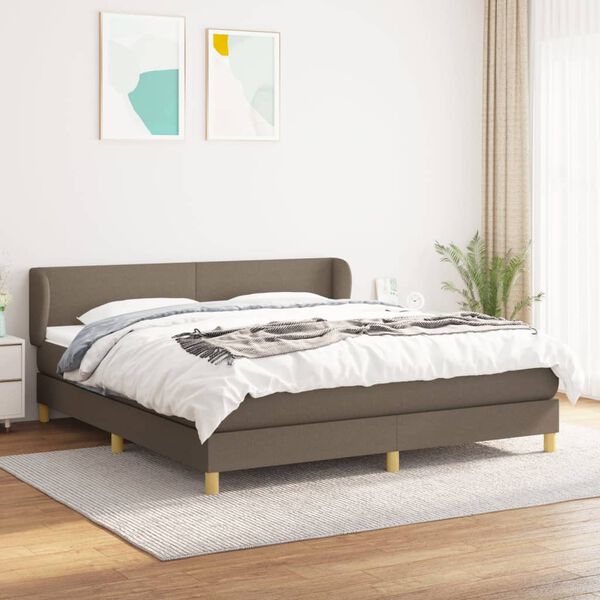 vidaXL Cama box spring con colch&oacute;n tela gris taupe 160x200 cm
