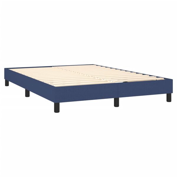 vidaXL Cama box spring con colchón tela azul 140x200 cm