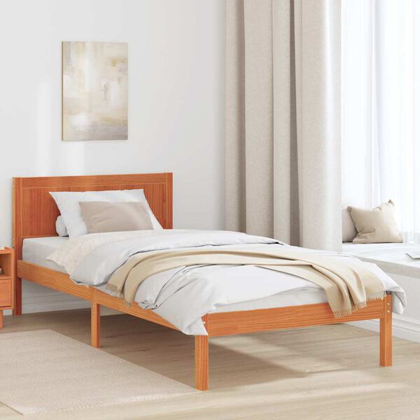 vidaXL Estructura de cama Marrón 90 x 190 cm Madera maciza de Pino