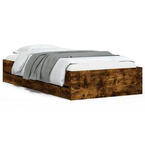 vidaXL Cama con cajones madera de ingeniería roble ahumado 90x200 cm