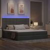 vidaXL Cama con almacenamiento y LED Gris Claro 200 x 200 cm Poli&eacute;ster