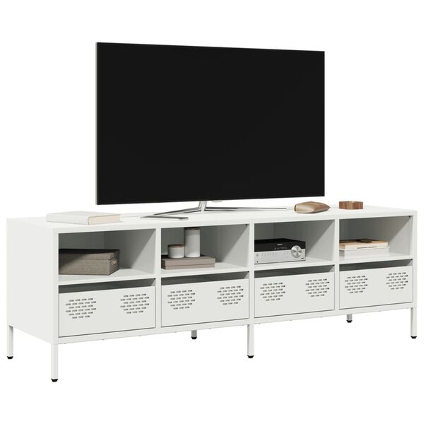 vidaXL Mueble para TV acero laminado en fr&iacute;o blanco 135x39x43,5 cm
