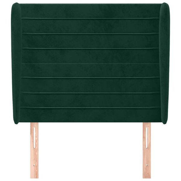 vidaXL Cabecero con orejas de terciopelo verde oscuro 93x23x118/128 cm