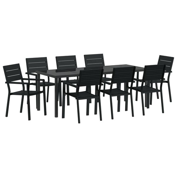 vidaXL Conjunto de Comedor de Jard&iacute;n 9 pcs Negro