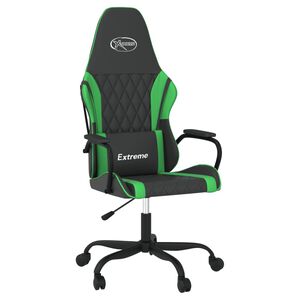 vidaXL Silla gaming de masaje cuero sint&eacute;tico negro y verde