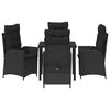 vidaXL Conjunto de Comedor de Jard&iacute;n 5 pcs Negro rat&aacute;n sint&eacute;tico