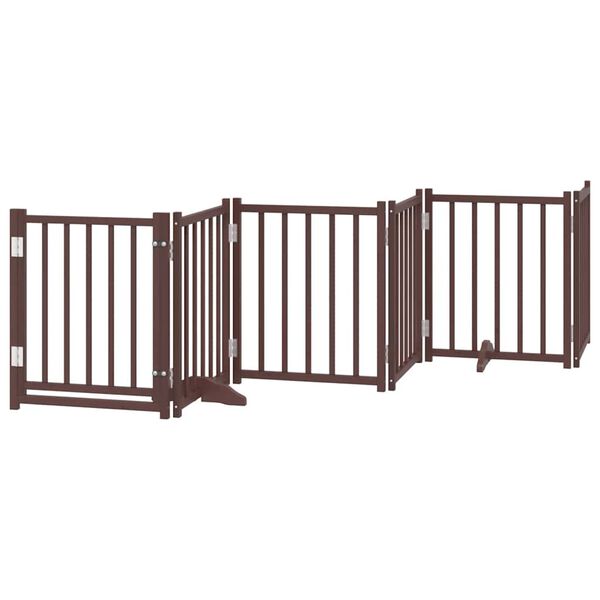 vidaXL Puerta de perros plegable 15 paneles madera &aacute;lamo marr&oacute;n 750 cm
