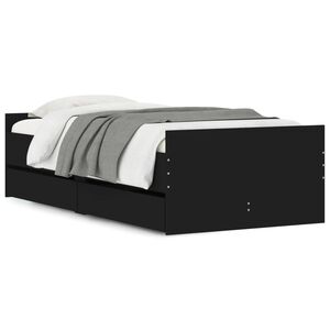 vidaXL Estructura de cama individual sin colchón negro 75x190 cm