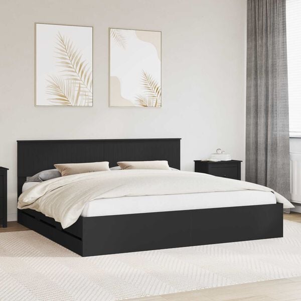 vidaXL Estructura de cama Negro 200 x 200 cm Madera Ingenieril