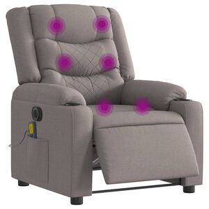 vidaXL Sill&oacute;n reclinable de masaje el&eacute;ctrico tela gris taupe