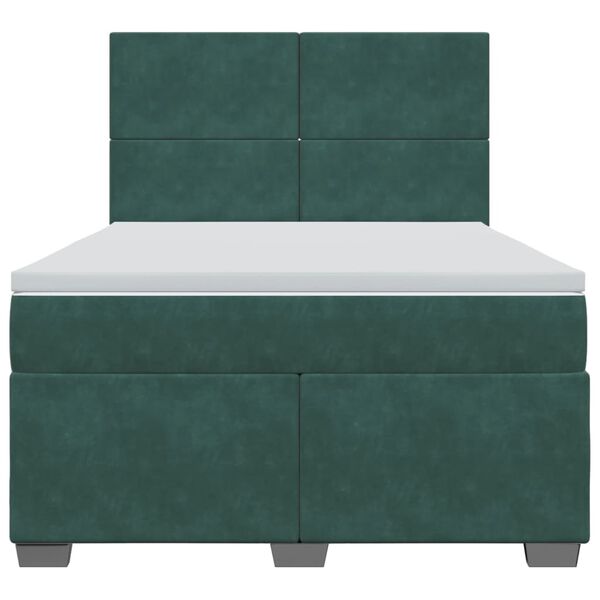 vidaXL Cama box spring con colch&oacute;n terciopelo verde oscuro 140x190 cm