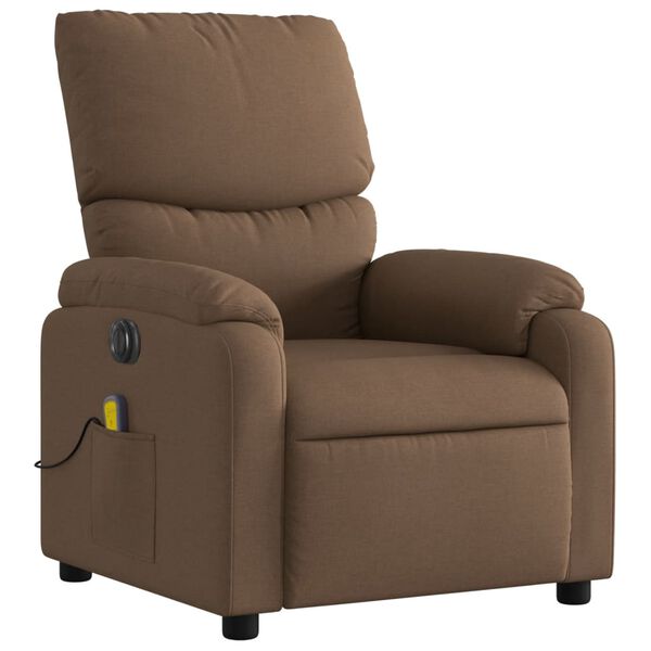 vidaXL Sill&oacute;n reclinable de masaje el&eacute;ctrico tela marr&oacute;n