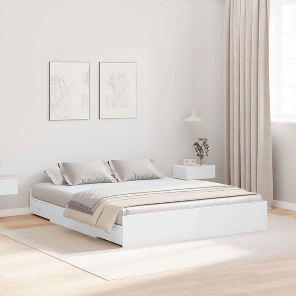 vidaXL Cama con almacenamiento 135 x 190 cm Madera contrachapada