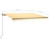 vidaXL Toldo de pie retr&aacute;ctil manual amarillo y blanco 450x350 cm