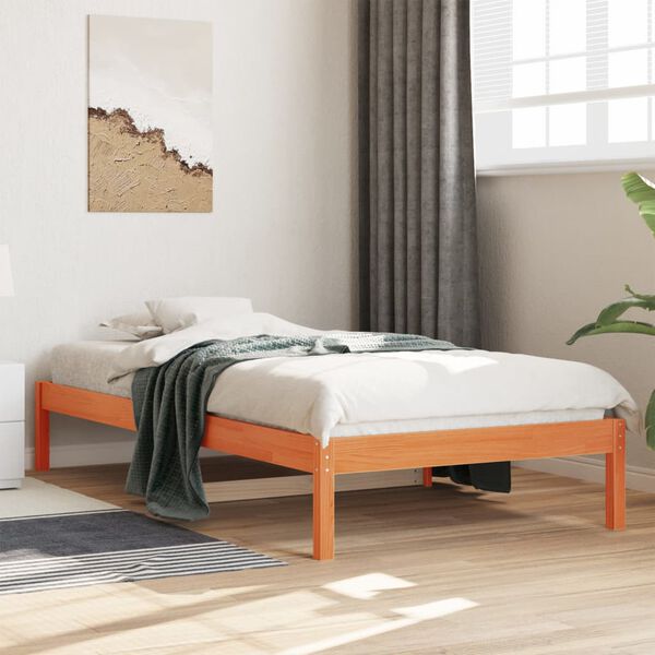 vidaXL Sof&aacute; cama sin colch&oacute;n madera maciza pino marr&oacute;n cera 80x200 cm