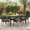 vidaXL Conjunto de Comedor de Jard&iacute;n 5 pcs Negro rat&aacute;n sint&eacute;tico