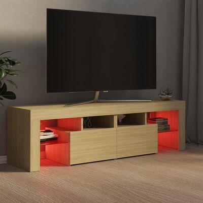 vidaXL Mueble de TV con luces LED color roble Sonoma 140x36,5x40 cm