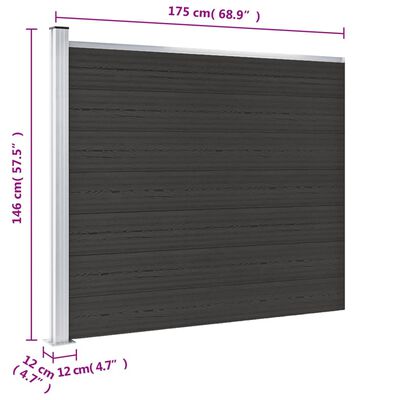 vidaXL Panel de valla WPC negro 175x146 cm