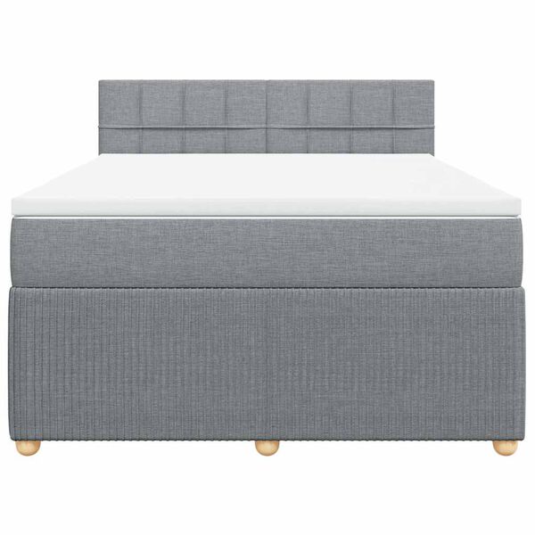 vidaXL Cama box spring con colch&oacute;n tela gris claro 140x200 cm