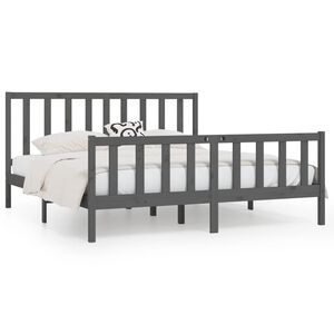 vidaXL Estructura de cama de madera maciza gris 200x200 cm