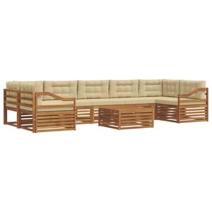 vidaXL Conjunto de sof&aacute;s de exterior con coj&iacute;n 8 pcs Natural y Beige