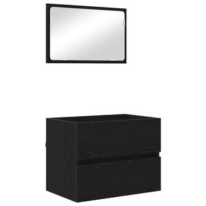 vidaXL Juego de muebles de ba&ntilde;o con caj&oacute;n con espejo 2 pcs Roble Negro