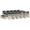 vidaXL Set comedor jard&iacute;n y cojines 15 pzas rat&aacute;n sint&eacute;tico gris claro