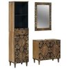 vidaXL Juego de muebles de ba&ntilde;o 3 pcs Marr&oacute;n Madera de mango maciza