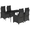 vidaXL Set de muebles jard&iacute;n 5 pzas con cojines rat&aacute;n sint&eacute;tico negro