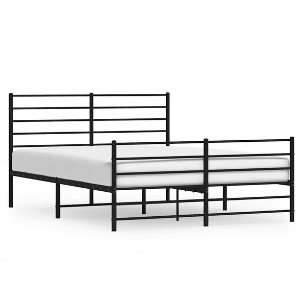 vidaXL Estructura cama sin colch&oacute;n con estribo metal negro 140x200 cm