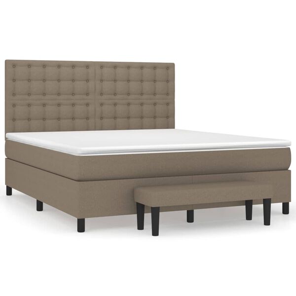 vidaXL Cama box spring con colch&oacute;n tela gris taupe 180x200 cm
