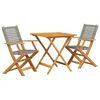 vidaXL Juego de bistro de 3 piezas rat&aacute;n PE y madera maciza gris