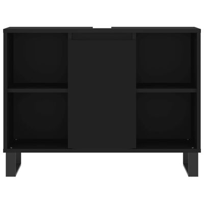 vidaXL Mueble de baño madera de ingeniería negro 80x33x60 cm