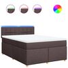 vidaXL Cama box spring con colch&oacute;n tela marr&oacute;n oscuro 140x200 cm