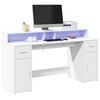 vidaXL Escritorio con luz LED madera ingenier&iacute;a blanco 160x55x91 cm