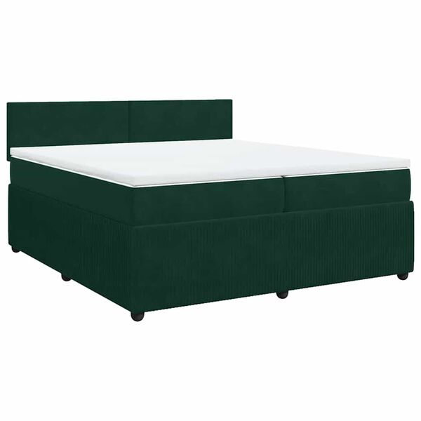 vidaXL Cama box spring con colch&oacute;n terciopelo verde oscuro 200x200 cm