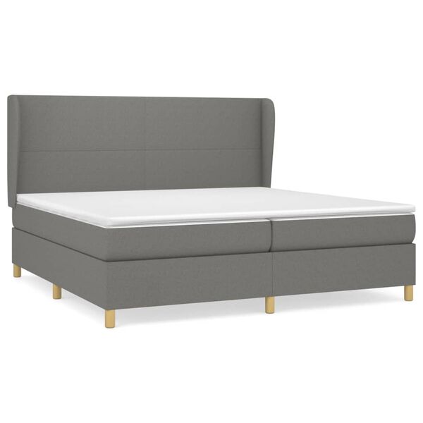vidaXL Cama box spring con colch&oacute;n tela gris oscuro 200x200 cm