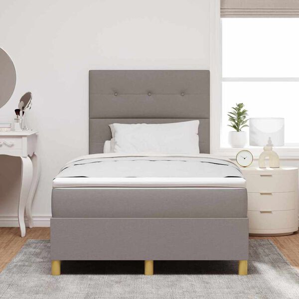 vidaXL Cama tipo Box Spring con colch&oacute;n Taup&eacute; 120 x 200 cm tela