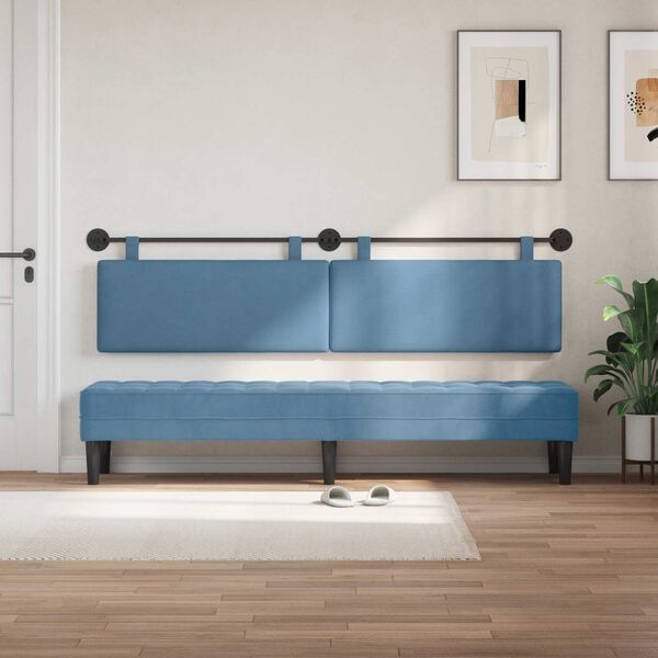vidaXL Cabecera Colgante Liso Azul 210 x 55 x 5 cm Tela de Pana