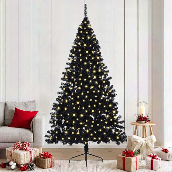 vidaXL &Aacute;rbol de Navidad Artificial Preiluminado Negro 210 cm PVC